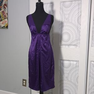 Victoria's Secret Deep V Silky Purple Nightie With Gold Details And Sheer Sides